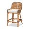 Baxton Studio Kyle Modern Bohemian Natural Brown Woven Rattan Counter Stool with Cushion 212-12805-ZORO - alternate 4